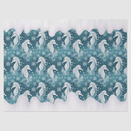 Kust Kerst Zeepaardje & Sneeuwvlokken #13 ID1009 Tissuepapier (Voorkant)