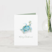 Kust Kerst Zeeschildpad Aquarel Feestdagen Kaart (Voorkant)