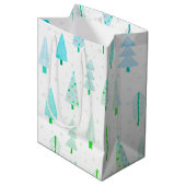 Kust Kerstbomen Turquoise Abstract Patroon Medium Cadeauzakje (Voorkant Gekanteld)