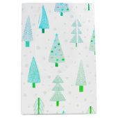 Kust Kerstbomen Turquoise Abstract Patroon Medium Cadeauzakje (Voorkant)