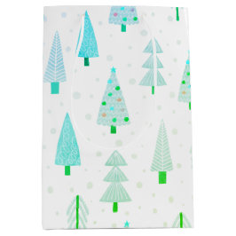 Kust Kerstbomen Turquoise Abstract Patroon Medium Cadeauzakje