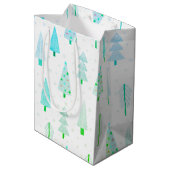 Kust Kerstbomen Turquoise Abstract Patroon Medium Cadeauzakje (Achterkant Gekanteld)