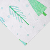 Kust Kerstbomen Turquoise Blauw Patroon Tissuepapier (Detail)