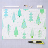 Kust Kerstbomen Turquoise Blauw Patroon Tissuepapier (Craft)