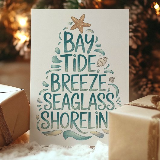 Kust Kerstboom Beach Feestdagen Kaart