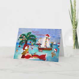 Kust Kerstbootparade Vakantiekaarten Kaart
