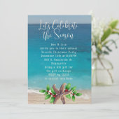 Kust kerstfeest strand thema uitnodiging (Staand voorkant)