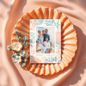 Kust Kerstfeest Waterverf Seashell Twee foto Feestdagenkaart