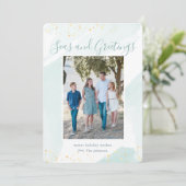 Kust Kerstfeest Waterverf Vakantie Fotokaart Kaart (Staand voorkant)