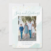 Kust Kerstfeest Waterverf Vakantie Fotokaart Kaart (Voorkant)