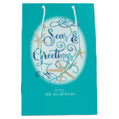 Kust Kerstfeest Zeeen en Groeten Zeesterren Medium Cadeauzakje (Voorkant)