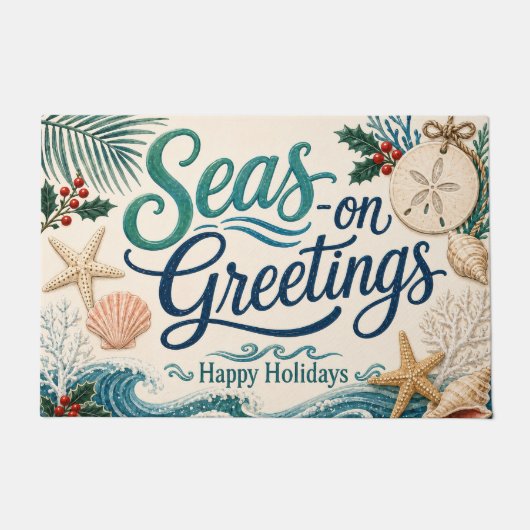 Kust-kerstmat 'Seas-On Greetings' Deurmat (Voorkant)