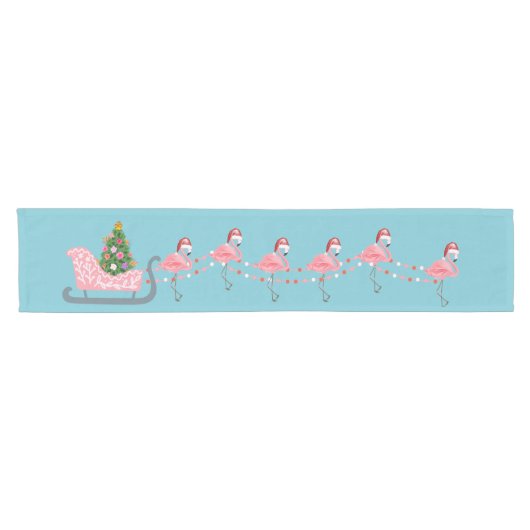 Kust Kerstmis flamingo tafel loper (Horizontaal)