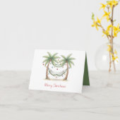 Kust Kerstmis Palmbomen Met Hangmat Kaart (Gele Bloem)