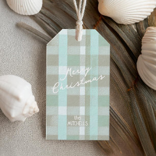 Kust Kerstmis Plaid Patroon # 2 ID1009 Cadeaulabel