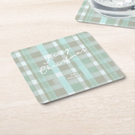 Kust Kerstmis Plaid Patroon # 2 ID1009 Kartonnen Onderzetters (Schuin)