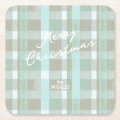 Kust Kerstmis Plaid Patroon # 2 ID1009 Kartonnen Onderzetters (Voorkant)