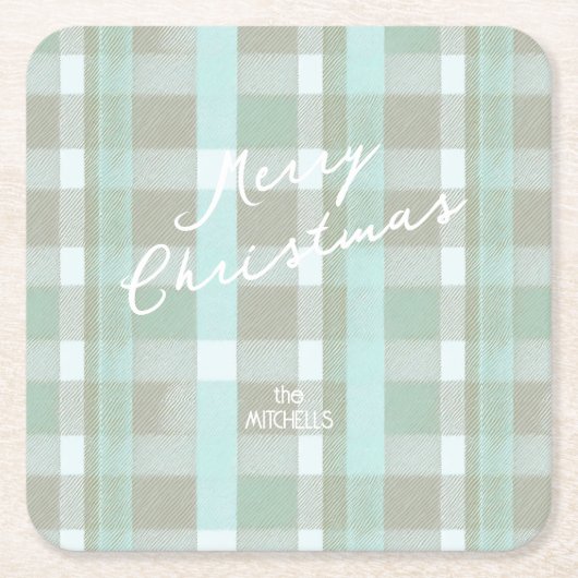 Kust Kerstmis Plaid Patroon # 2 ID1009 Kartonnen Onderzetters (Voorkant)