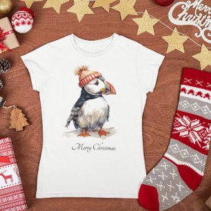 Kust Kerstmis Puffin Dames Mode T-shirt