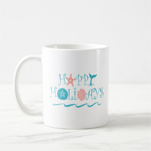 Kust Kerstmis Schelpen Typografie Koffiemok