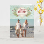 Kust Kerstmis Seashell Vakantiefoto Kaart (Gele Bloem)