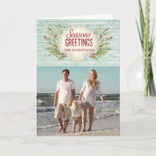 Kust Kerstmis Seashell Vakantiefoto Kaart
