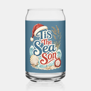 Kust Kerstmis Tis Zee Seizoen Typografie Blikvorm Glas