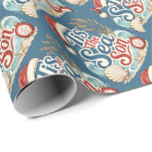 Kust Kerstmis Tis Zee Seizoen Typografie Cadeaupapier (Rol Hoek)