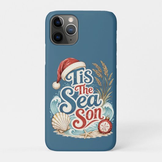 Kust Kerstmis Tis Zee Seizoen Typografie Case-Mate iPhone Case (Achterkant)