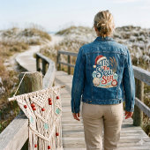 Kust Kerstmis Tis Zee Seizoen Typografie Denim Jacket