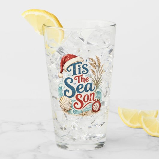 Kust Kerstmis Tis Zee Seizoen Typografie Glas (Voorkant ijs)