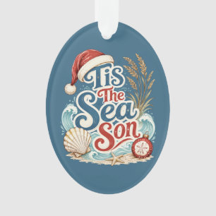 Kust Kerstmis Tis Zee Seizoen Typografie Ornament