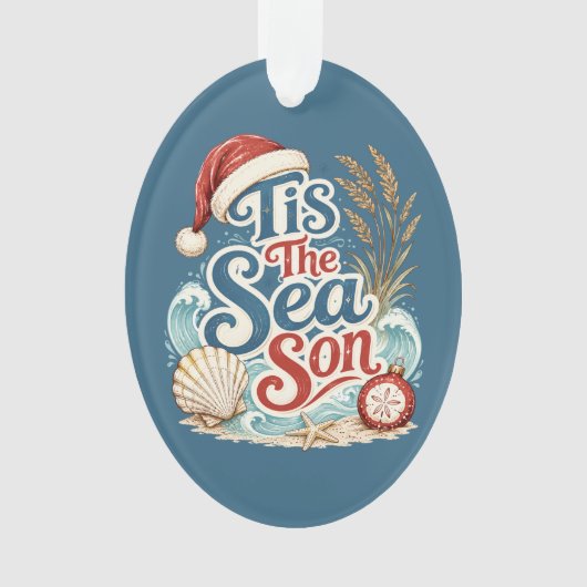 Kust Kerstmis Tis Zee Seizoen Typografie Ornament (voorkant)
