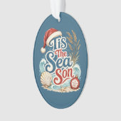 Kust Kerstmis Tis Zee Seizoen Typografie Ornament (voorkant)