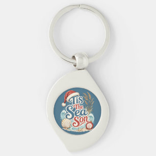 Kust Kerstmis Tis Zee Seizoen Typografie Sleutelhanger