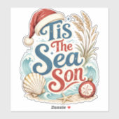 Kust Kerstmis Tis Zee Seizoen Typografie Sticker (Vel)