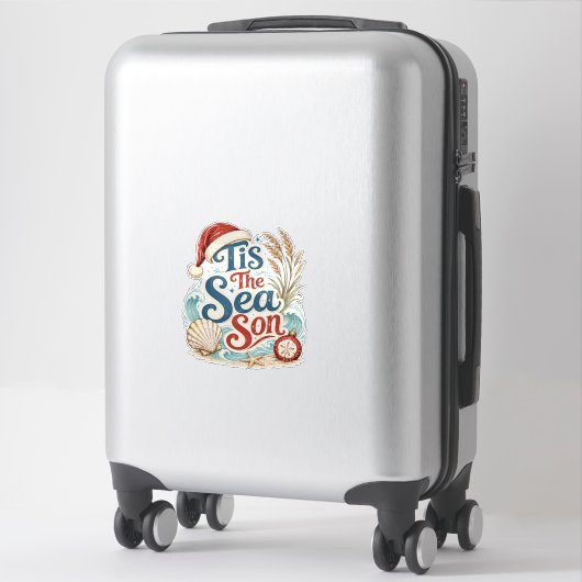 Kust Kerstmis Tis Zee Seizoen Typografie Sticker (Koffer)