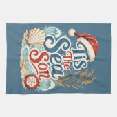 Kust Kerstmis Tis Zee Seizoen Typografie Theedoek (Horizontaal)