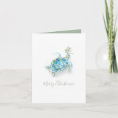 Kust Kerstmis Zeeschildpad Aquarel Feestdagen Kaart (Voorkant)