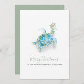 Kust Kerstmis Zeeschildpad Verzorger Kaart (Voorkant / Achterkant)