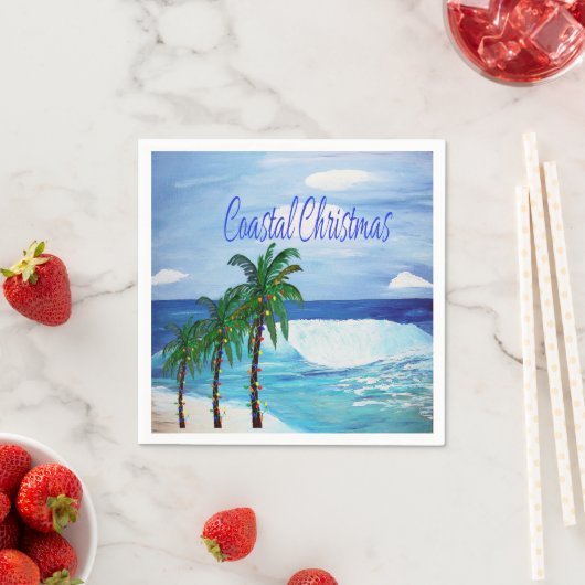 Kust Kerststrand thema feest servetten (Insitu)