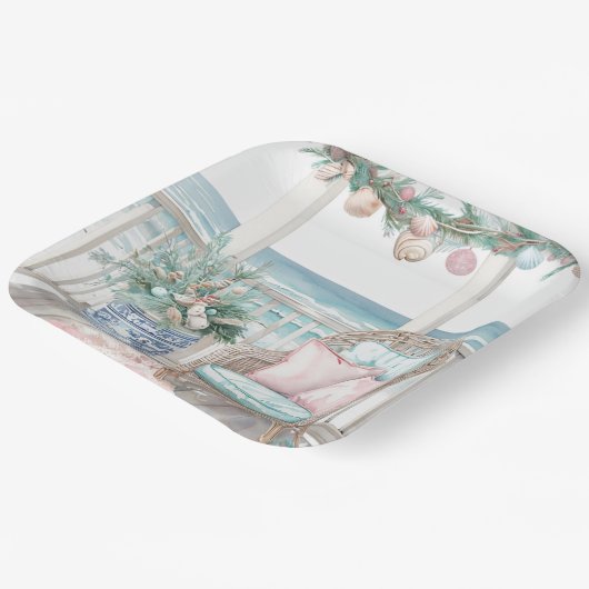 Kust Kerstveranda Scene Papier Bord (Gebogen)