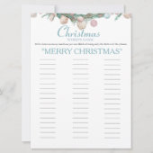 Kust Kerstwoorden spel kaart (Voorkant)