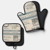 Kust Keukenset met Zee Details Ovenwant & Pannenlap Set (Voorkant / Achterkant)