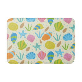 Kust Kleurrijke Zeeschelpen, zeesterren en oesters Badmat