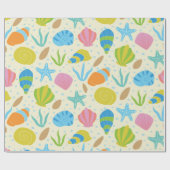 Kust Kleurrijke Zeeschelpen, zeesterren en oesters Cadeaupapier (Vlak)