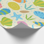 Kust Kleurrijke Zeeschelpen, zeesterren en oesters Cadeaupapier (Hoek)