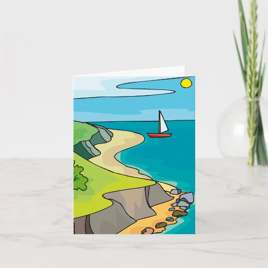 Kust Klif Strand Zeilboot Kaart