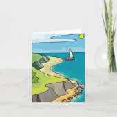 Kust Klif Strand Zeilboot Kaart (Voorkant)