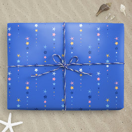 Kust Kobaltblauwe Zeester Strepen Cadeaupapier